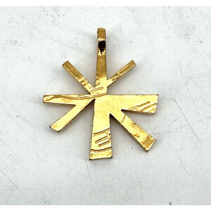 Biche de Bere Pendant Paris Brutalist Necklace Signed Gold Tone Modernist Star